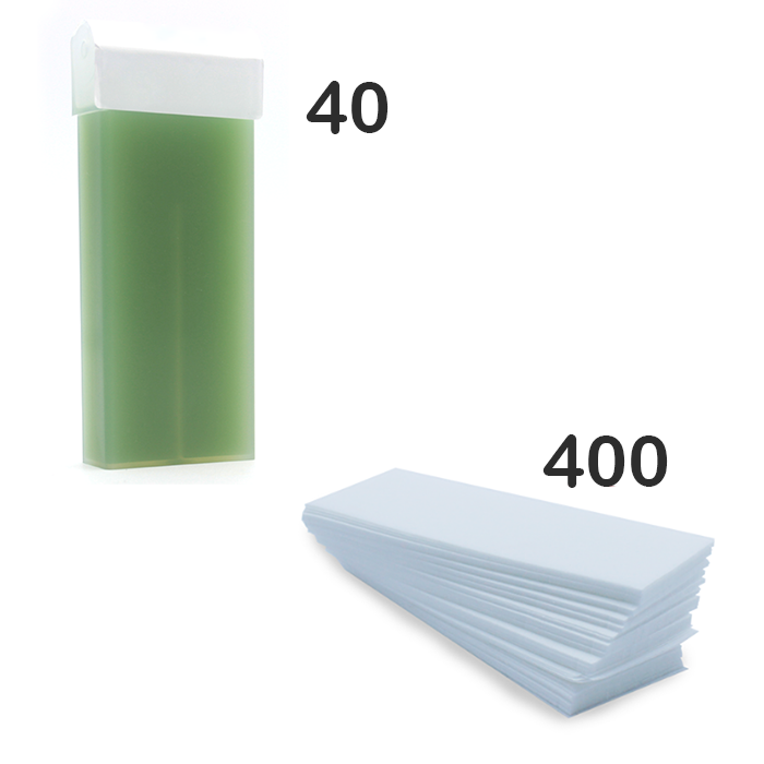 Pack 40 roll-on Aloe Vera + 400 bandas depilatorias